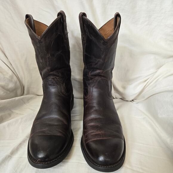 Ariat Men\'s Size 9D Brown Leather Heritage Distressed Roper Boots Style 10008814 main image 7